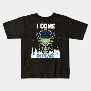 Alien Galaxy Science Space Lover I Come In Peace Kids T-Shirt